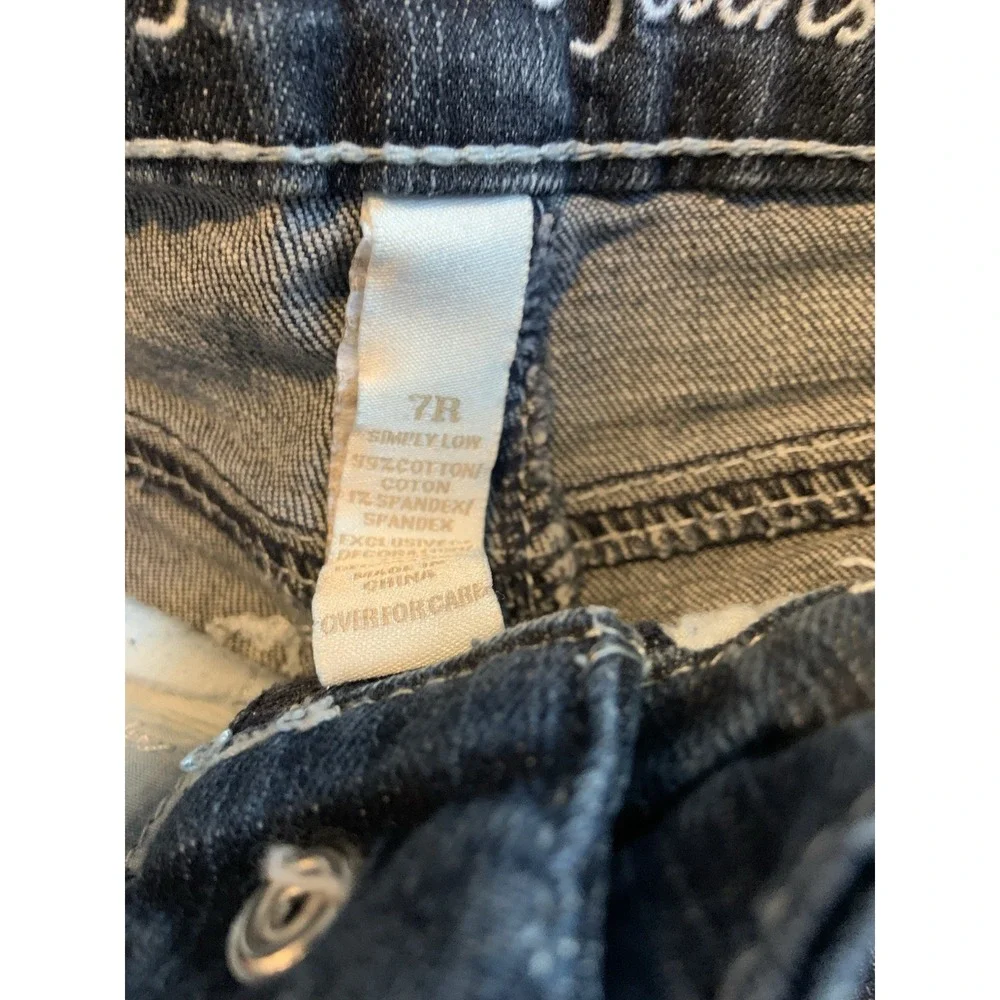 JUSTICE Girl's Dark Wash Regular‎ Fit Straight Leg Cuffed Folded Jeans sz 7 R
